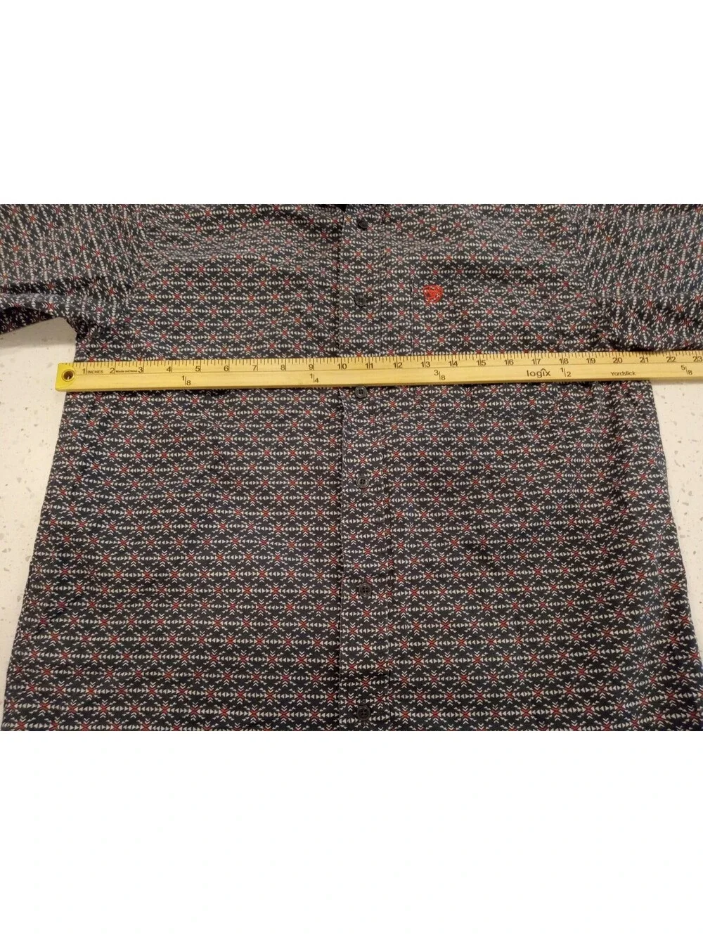 Ariat Shirt Mens Small Navy Blue Geometric Print Western Button Down S